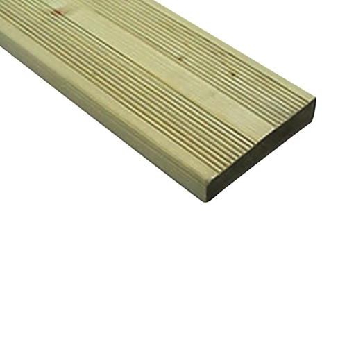 Softwood Decking Green Treated 28x145mm Reeded with a flat surface - Image 2