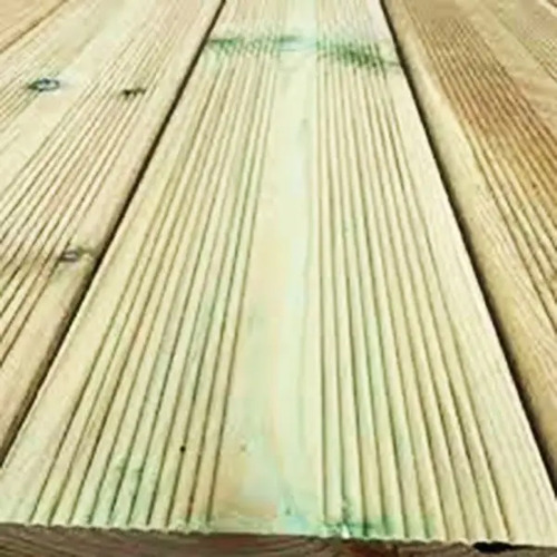 Softwood Decking Green Treated 28x145mm Reeded with a flat surface - Image 3